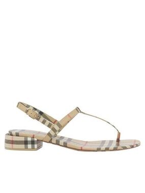 Burberry Beige Check Slingback Thong Sandals